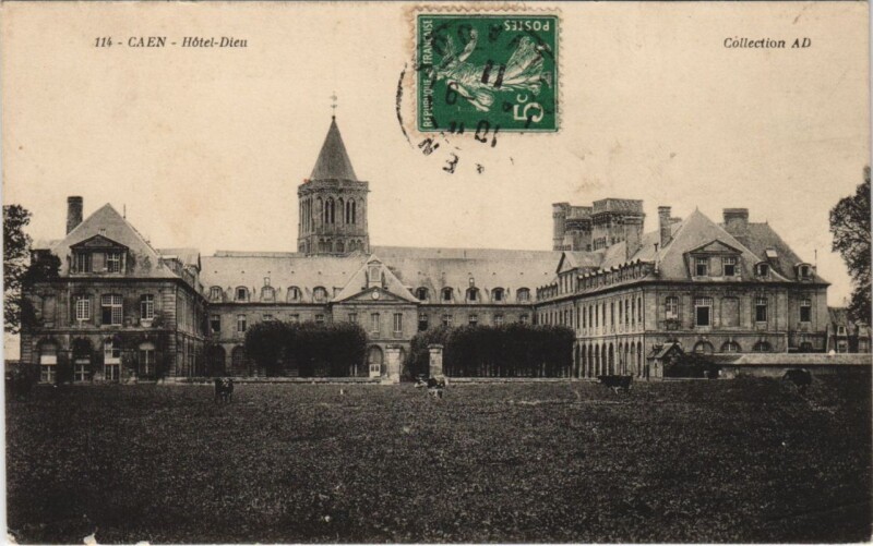 Carte postale ancienne Caen Hotel Dieu