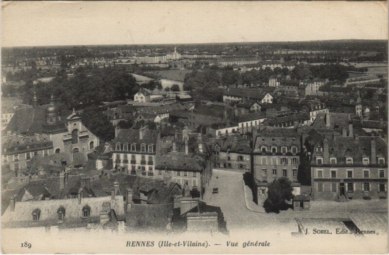Carte postale ancienne Rennes vue generale à Rennes