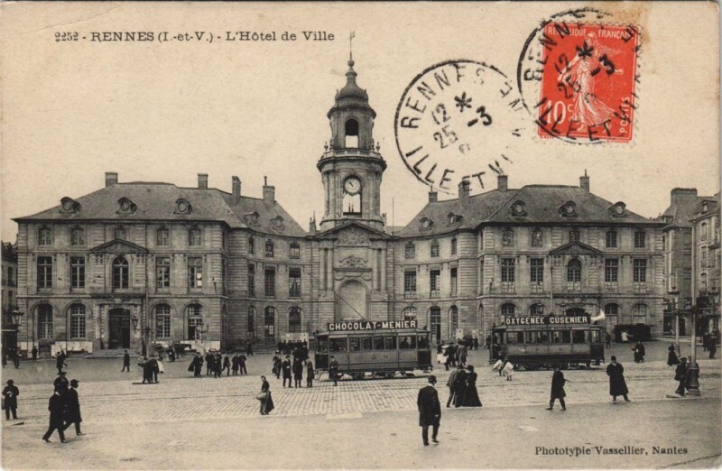 Carte postale ancienne Rennes Hotel de Ville à Rennes