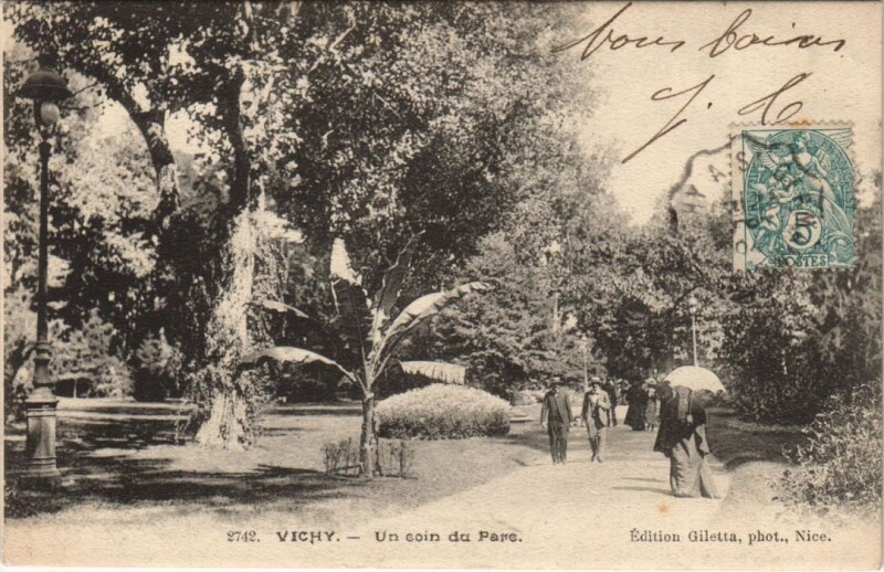 Carte postale ancienne Vichy Un coin du Parc France à Vichy