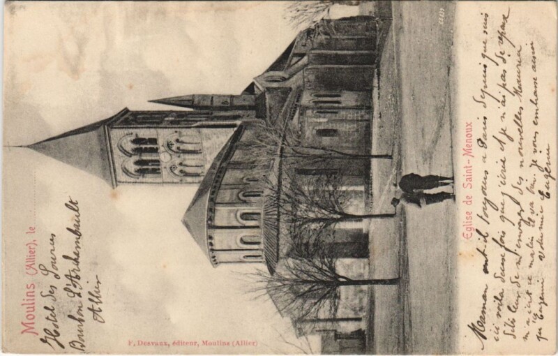 Carte postale ancienne Moulins Eglise de Saint-Menoux France à Moulins