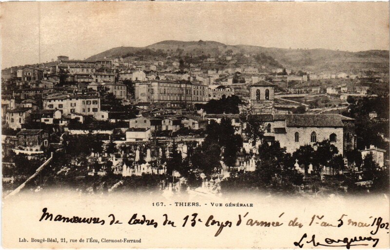 Carte postale ancienne Thiers Vue Generale à Thiers