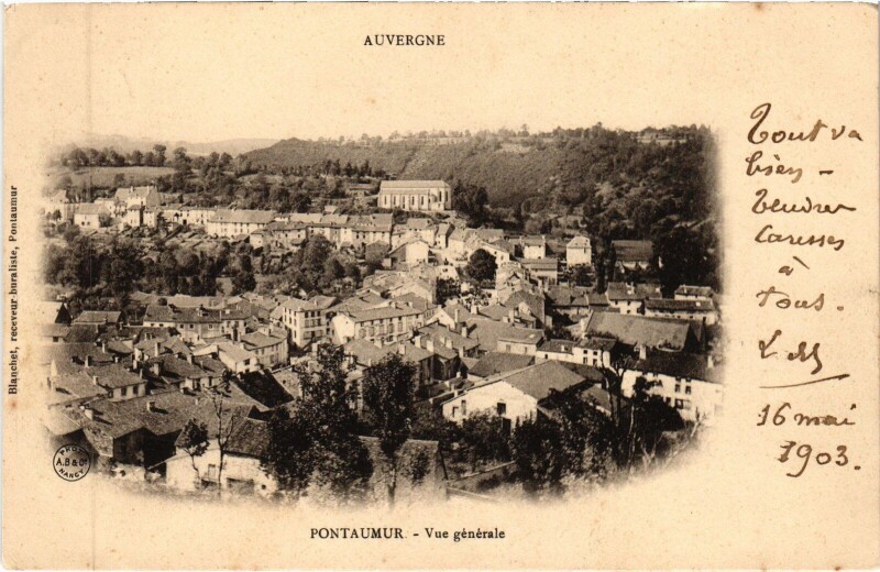 Carte postale ancienne Pontaumur Vue Generale à Pontaumur