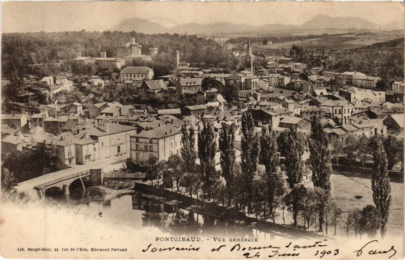 Carte postale ancienne Pontgibaud Vue Generale à Pontgibaud