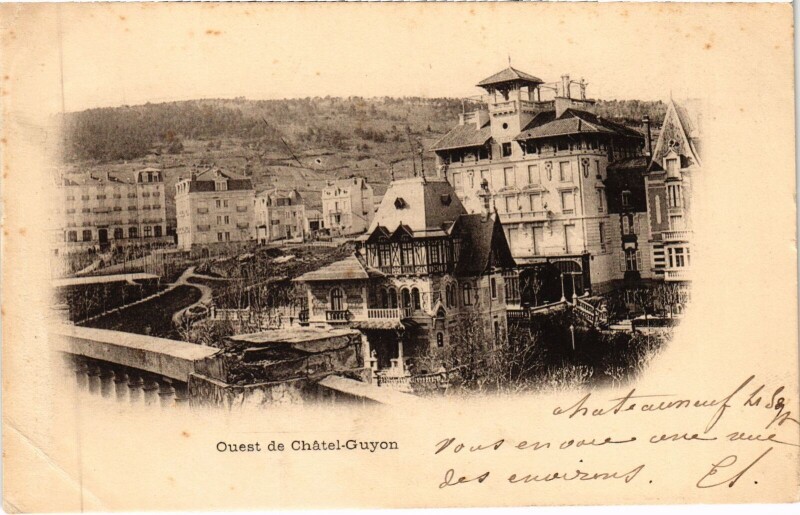 Carte postale ancienne Chatel-Guyon Ouest de Chatel-Guyon