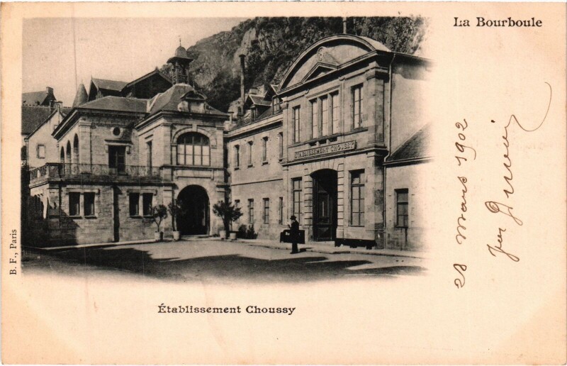 Carte postale ancienne La Bourboule Etablissement Choussy à La Bourboule