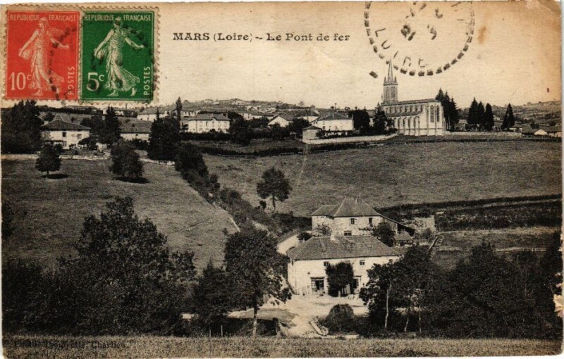 Carte postale ancienne Mars - Le Pont de fer à Mars