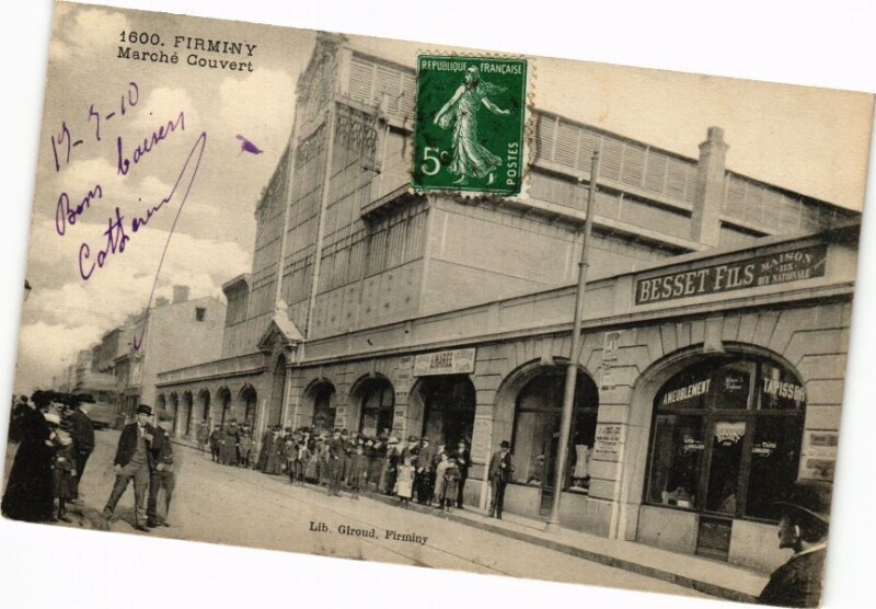 Carte postale ancienne Firminy - Marché Couvert à Firminy
