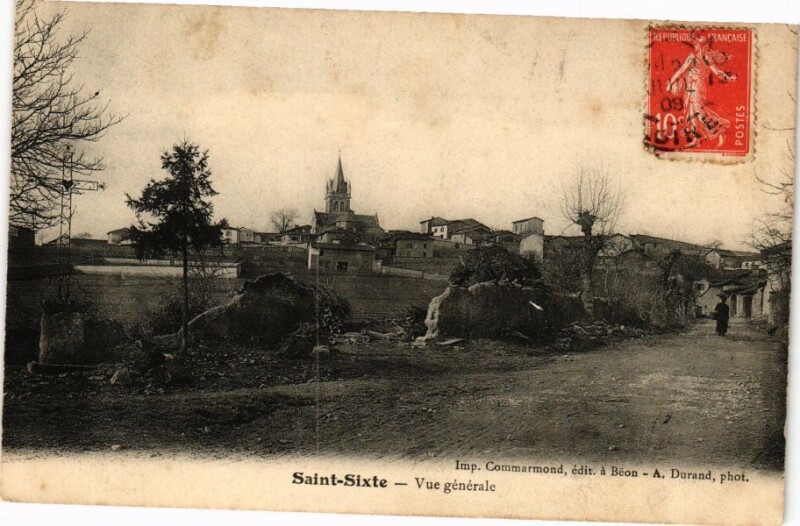 Carte postale ancienne Saint-Sixte - Vue générale à Saint-Sixte