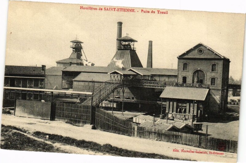 Carte postale ancienne Houllieres de Saint-Etienne - Puits du Treuil
