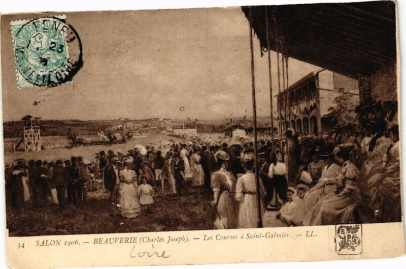 Carte postale ancienne Salon 1906 - Beauverie (Charles Joseph) - Les Courses a Saint-Galmier à Saint-Galmier