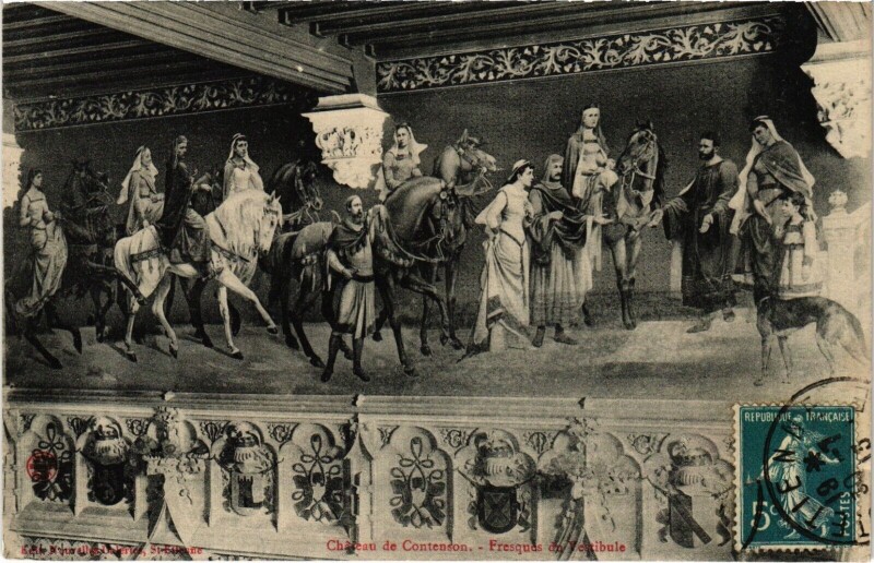 Carte postale ancienne Chateau de Contenson - Fresque de Vestibule