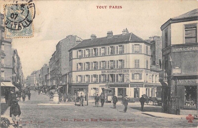 Carte postale ancienne Tout Paris / Paris 13e / Place Et Rue Nationale à Paris 13e