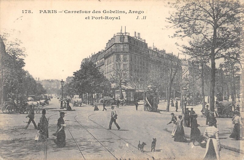 Carte postale ancienne Carrefour des Gobelins, Arago et Port-Royal à Paris 13e