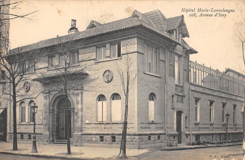 Carte postale ancienne Paris - Paris 13e - Hopital Marie Lannelongue Avenue D'Ivry à Paris 13e