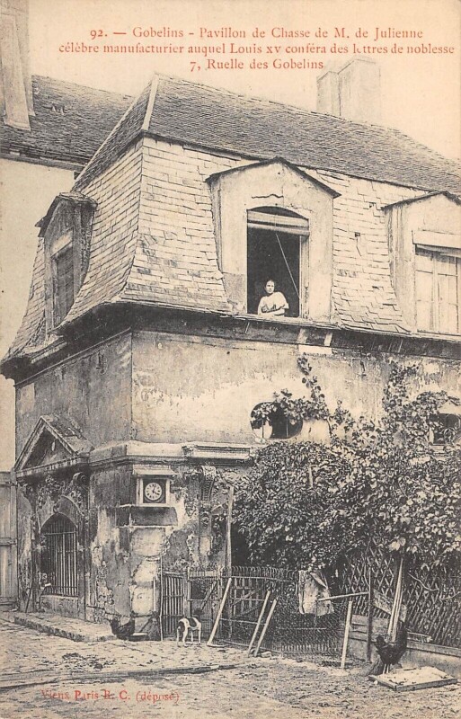 Carte postale ancienne Gobelins - Pavillon de Chasse de Monsieur de Julienne - Ruelle des Gobelins à Paris 13e