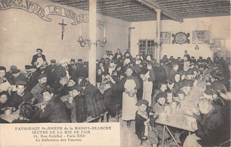 Carte postale ancienne Paris - Paris 13e - Rue Bobillot - Patronage Maison Blanche - Refectoire à Paris 13e