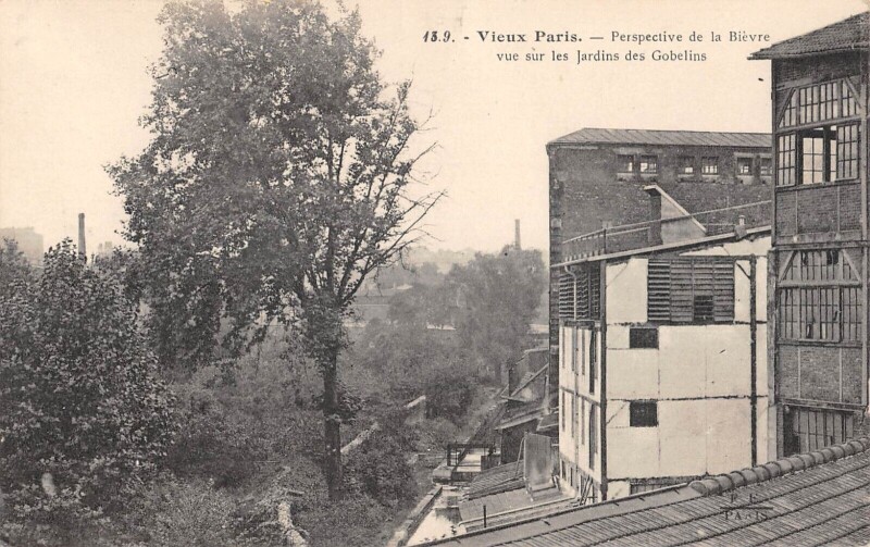 Carte postale ancienne Perspective de la Bièvre - vue sur les Jardins des Gobelins à Paris 13e