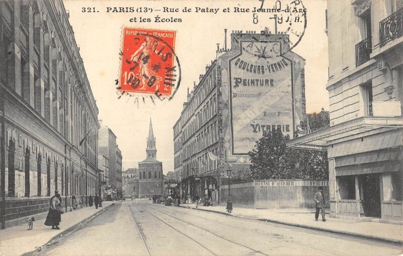 Carte postale ancienne Paris - Paris 13e - Rue De Patay Et Rue Jeanne D'Arc Et Les Ecoles à Paris 13e