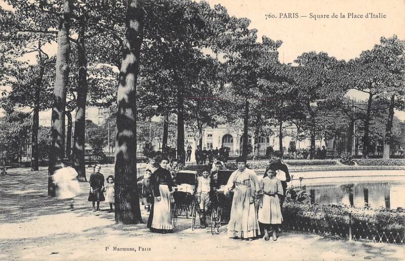 Carte postale ancienne Square de la Place d'Italie à Paris 13e