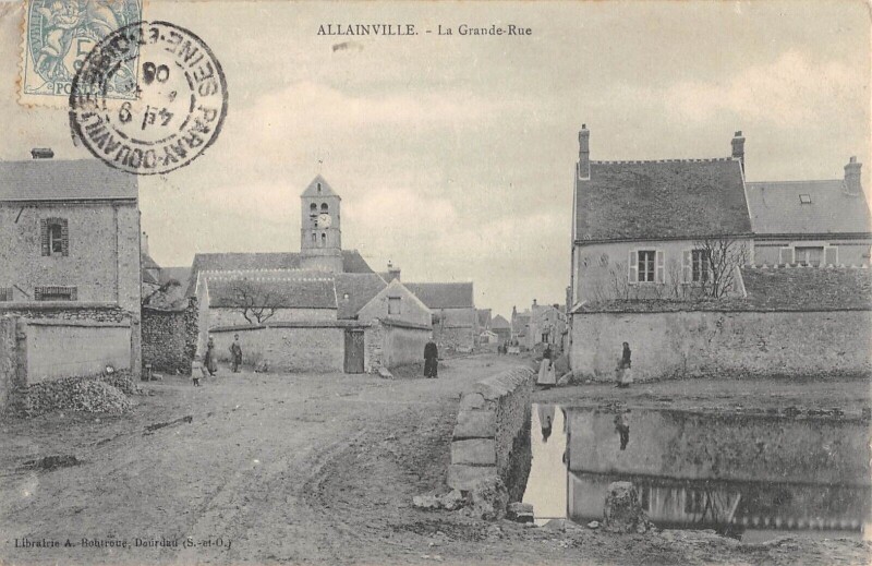 Carte postale ancienne Allainville La Grande Rue à Allainville