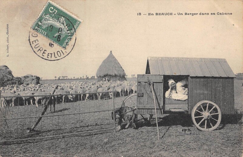Carte postale ancienne En Beauce Un Berger Dans Sa Cabane / Agriculture