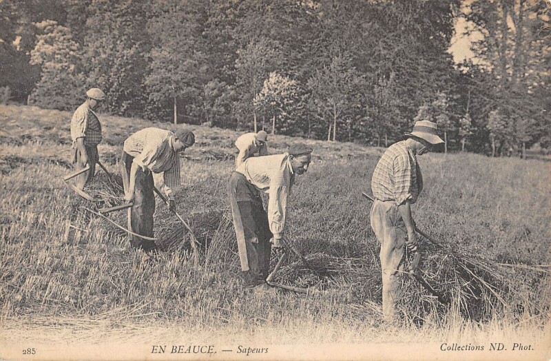 Carte postale ancienne En Beauce Sapeurs - Scene D'Agriculture
