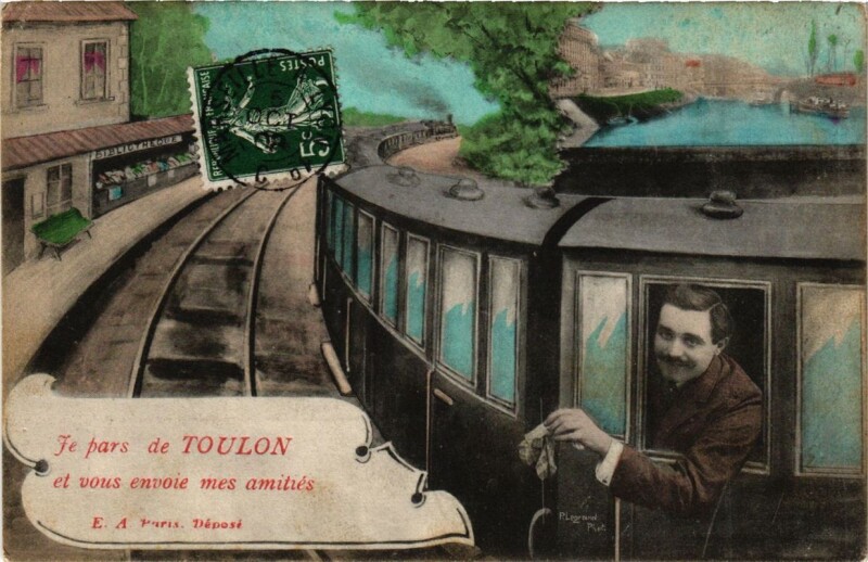 Carte postale ancienne Toulon Je pars de Toulon et vous envoie mes amitiés à Toulon