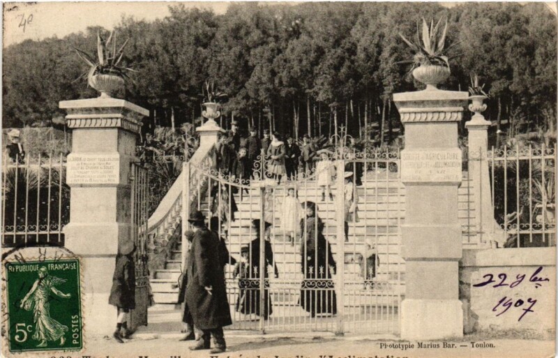 Carte postale ancienne Toulon Mourillon-Entrée du Jardin d'Acclimatation à Toulon