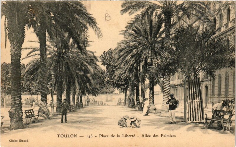 Carte postale ancienne Toulon Place de la Liberté-Allée des Palmiers à Toulon