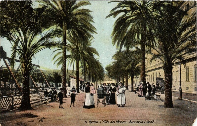 Carte postale ancienne Toulon Place de la Liberté-Allée des Palmiers à Toulon