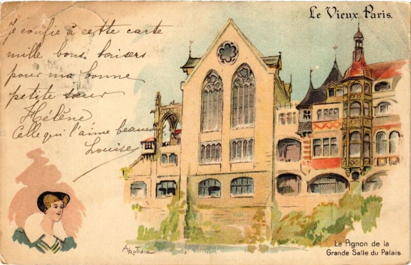 Carte postale ancienne Paris Expo 1900 Le Pignon de la Grande Salle Du Palais à Paris 1er