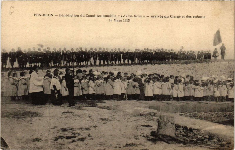 Carte postale ancienne Pen-Bron - Benediction du Canot-Automobile Le Pen-Bron - Arrivée
