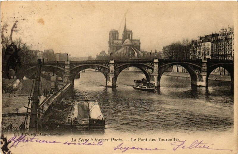 Carte postale ancienne Paris 4e La Seine á travers Paris, Le Pont des Tournelles à Paris 4e