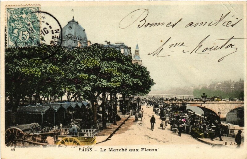 Carte postale ancienne Paris 4e Le Marché aux Fleurs à Paris 4e