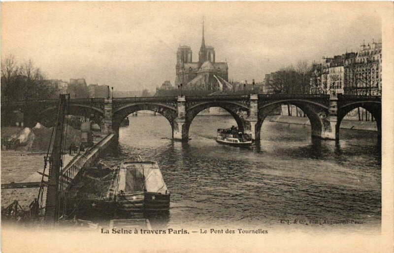 Carte postale ancienne Paris 4e La Seine á travers Paris, Le Pont des Tournelles à Paris 4e