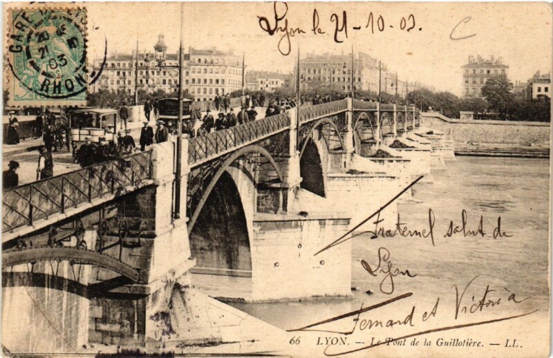 Carte postale ancienne Lyon le pont de la Guillotiere