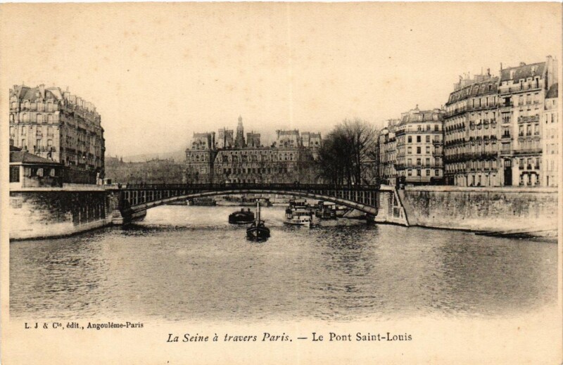 Carte postale ancienne La Seine a travers de Paris (4e) Le Pont Saint-Louis à Paris 4e
