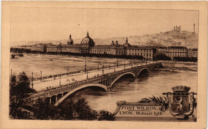 Carte postale ancienne Lyon - Pont Wilson à Lyon