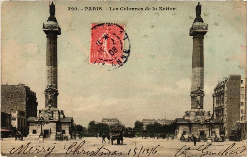 Carte postale ancienne Paris 12e-Les Colonnes de la Nation à Paris 12e