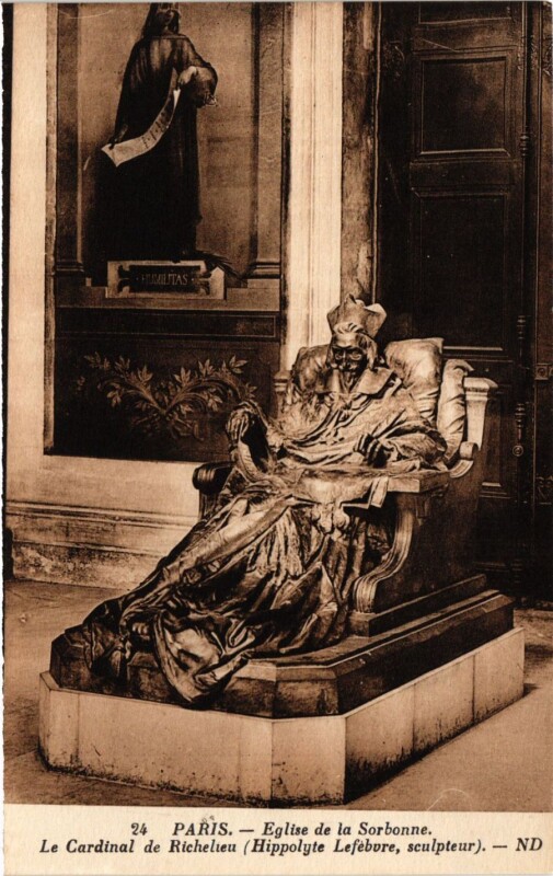 Carte postale ancienne Paris 5e-Eglise de la Sorbonne-Le Cardinal de Richelieu à Paris 5e