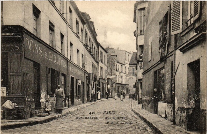 Carte postale ancienne Montmartre - Rue Norvins à Paris 18e