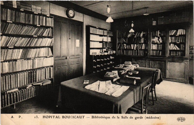Carte postale ancienne Hôpital Boucicaut - Bibliothèque de la Salle de garde (médecine) à Paris 15e