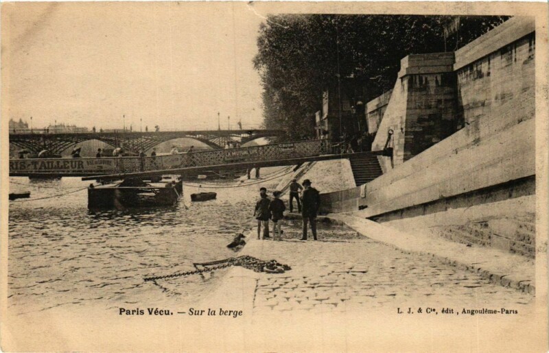 Carte postale ancienne Paris Vecu. Sur la berge.
