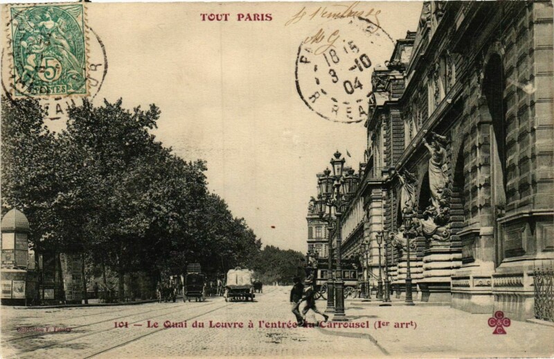 Carte postale ancienne Tout Paris 1e 101 Quai du Louvre. Entree du Carrousel F. Fleury à Paris 1er