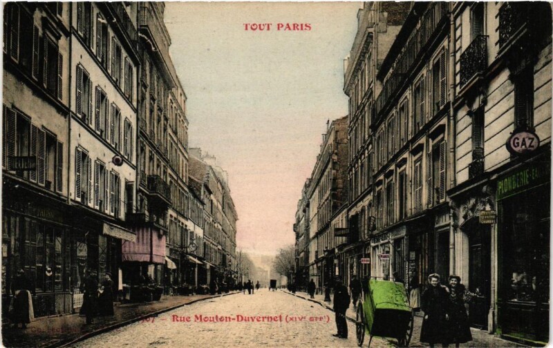 Carte postale ancienne Rue Mouton Duvernet à Paris 14e