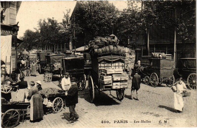 Carte postale ancienne Paris (1e) Les Halles. à Paris 1er