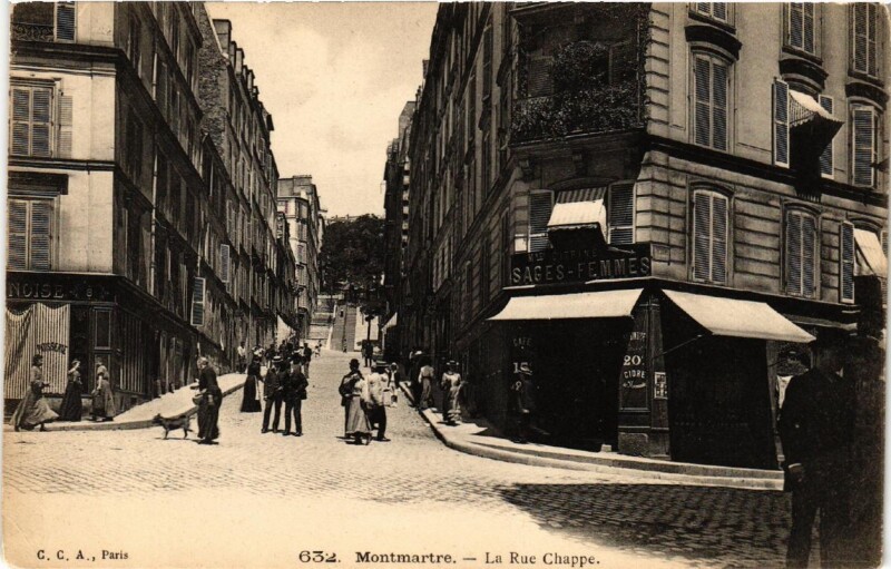 Carte postale ancienne Montmartre - La Rue Chappe à Paris 18e
