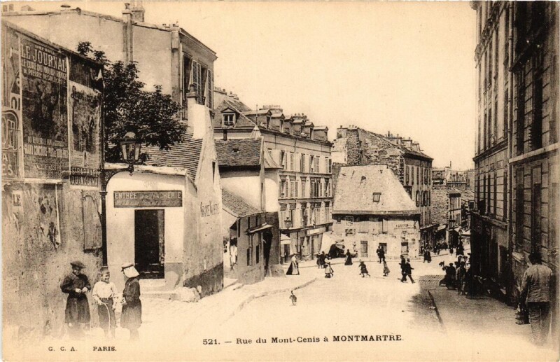 Carte postale ancienne Rue du Mont-Cenis à Montmartre à Paris 18e