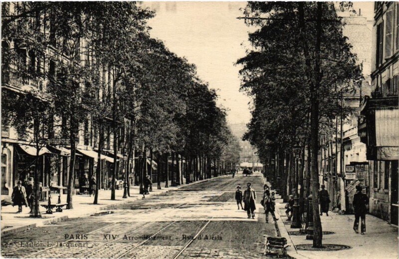 Carte postale ancienne Rue d'Alésia à Paris 14e